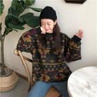 Pattern Long-sleeve Loose-fit Sweater