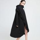 Frill-trim Asymmetric Hoodie Dress Black - One Size