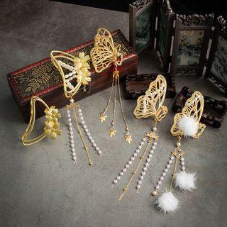 Butterfly Hair Clip 1 Pc - Gold & White - One Size