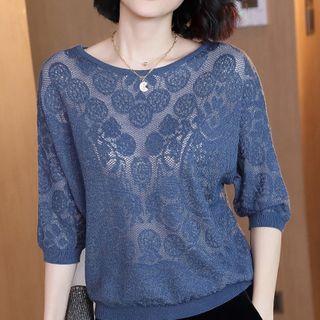 Patterned See-through Knit Top