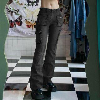 Low Rise Washed Boot-cut Jeans
