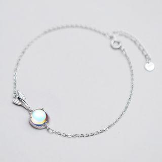 925 Sterling Silver Bead Fish Tail Bracelet As Shown In Figure - One Size