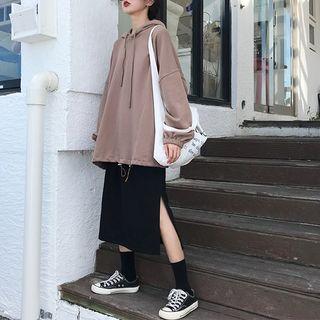 Plain Hoodie / Slit Midi Skirt