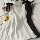 Embossed Ribbon-accent Tank Qipao Dress
