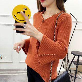 V-neck Rib Knit Pullover