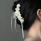 Flower Ribbon Hair Clamp 2105a# - White - One Size
