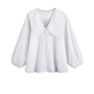 Balloon-sleeve Collar Blouse