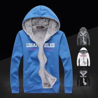 Lettering Fleece-lined Hoodie