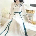 Traditional Chinese 3/4-sleeve Maxi A-line Dress