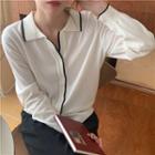 Sailor Collar Contrast Trim Cardigan