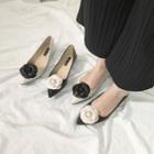 Pointy Toe Rose Accent Flats