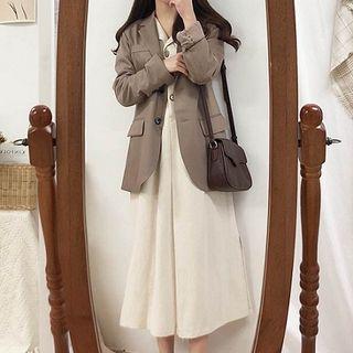 Long-sleeve A-line Midi Dress / Blazer