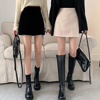 Corduroy A-line High-waist Semi Skirt