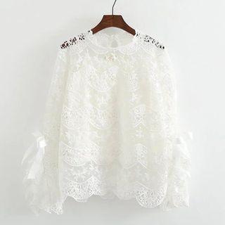 Set : Lace Long-sleeve Top + Strap Top