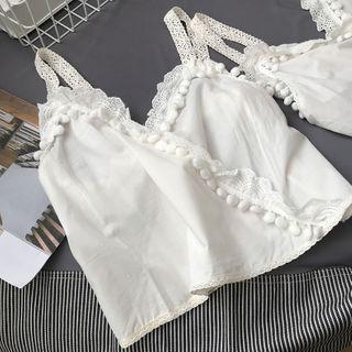 Bobble Lace Trim Camisole Top White - One Size
