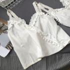 Bobble Lace Trim Camisole Top White - One Size