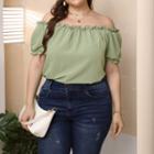Short-sleeve Off-shoulder Ruffle Trim Top