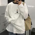 Cartoon Bear Embroidered Long-sleeve T-shirt