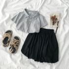 Short-sleeve Polo Shirt / High-waist Skirt