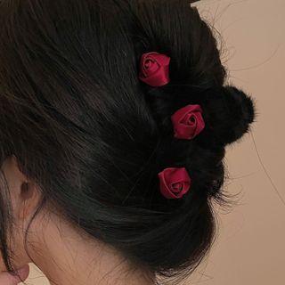 Rose Hair Clamp 2446a - Hair Clip - Rose - Black - One Size