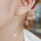 S925 Silver Rhinestone Faux-pearl Drop Earring