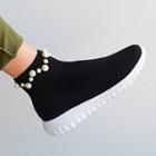 Embellished Knit Ankle Sneakers
