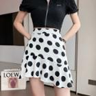 Ruffle Hem Dotted Mini A-line Skirt