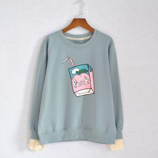 Lace Cuff Print Pullover