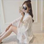 Fringed 3/4 Sleeve Chiffon Jacket