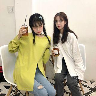 Front Slit Long-sleeve T-shirt