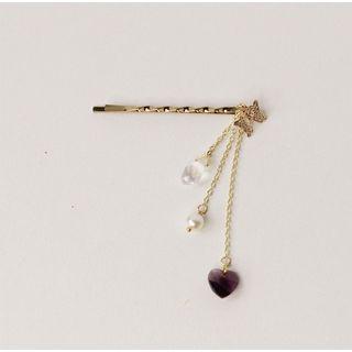 Faux Crystal Heart Hair Pin As Shown In Figure - One Size