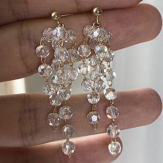 Faux Crystal Fringed Earring 1 Pair - Stud Earrings - Gold - One Size