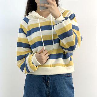 Long-sleeve Cropped Striped Hoodie