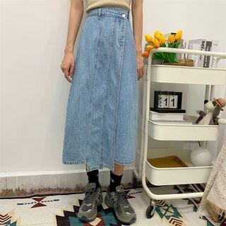 Asymmetrical High-waist Denim Skirt