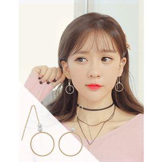 Faux-pearl Hoop Threader Earrings