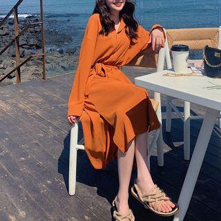 Side Slit Chiffon Shirt Dress