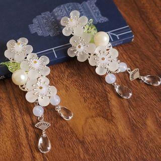 Faux Pearl Flower Hair Clip 1 Pair - As Shown In Figure - One Size