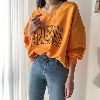 V-neck Letter Print Sweatshirt