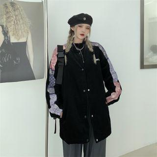 Paisley Print Trim Corduroy Jacket
