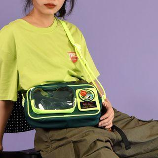 Pvc Panel Color Block Crossbody Bag