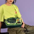 Pvc Panel Color Block Crossbody Bag