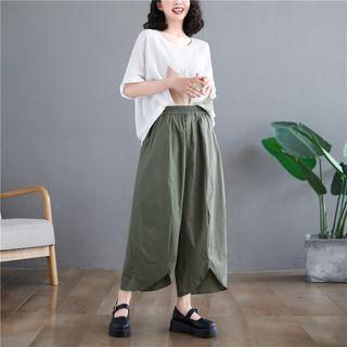 High-waist Wide-leg Split Bubble Pants