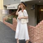 Lace Vest / Short-sleeve Midi A-line Dress