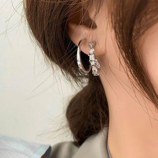 Rhinestone Drop Earring Set Of 2 - A - Silver - One Size