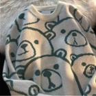 Bear Print Knit Sweatshirt