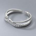 Rhinestone Layered Open Ring S925 Silver - Silver - One Size