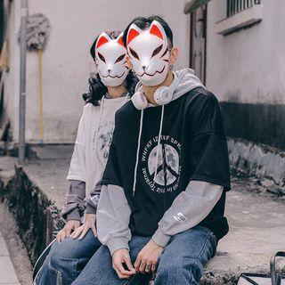 Couple-matching Mock Two-piece Printed Hoodie