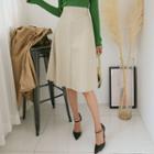 Faux-leather A-line Flare Skirt