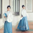 Embroidered Hanfu Blouse / Maxi A-line Skirt