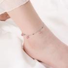 Faux Crystal Anklet Silver & Pink - One Size